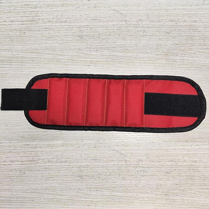 Magnetic Wristband for Tools – Adjustable Tool Holder with Strong Magnets – Ideal for Screws, Nails, Bolts, Drill Bits – Perfect for DIY, Carpentry, and Construction Work (red, 1)