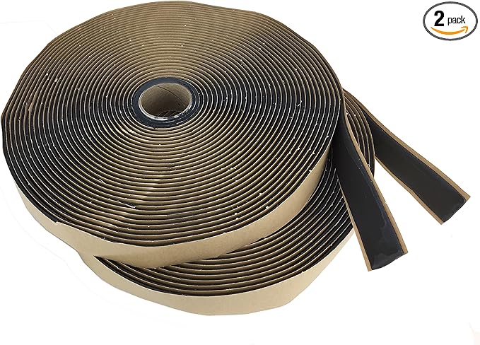 Butyl Tape 1/8" x 1" x 100' (2 Rolls at 50') Black
