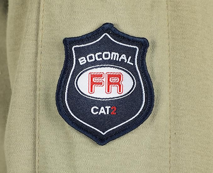 BOCOMAL FR Shirts for Men Crew Neck Long Sleeve 5.5oz Light Weight Flame Resistant/Fire Retardant Clothing Shirt