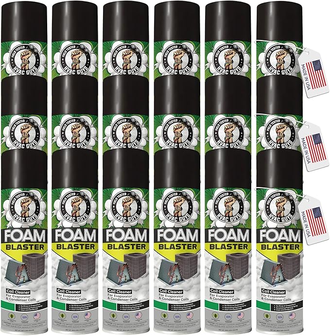 Leak Saver Foam Blaster AC Coil Cleaner for AC Unit 24-Pack | No Rinse Formula for Evaporators & Condensers | Neutral Citrus Scent