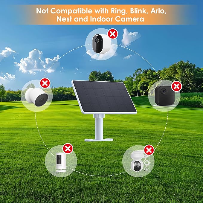 Solar Panel for Security Camera,6W Solar Panels with Micro USB&USB-C Port for DC 5V Outdoor Camera,Solar Charger for Rechargeable Battery Camera,IP65 Waterproof,360° Adjustable Mount,9.8ft Cable (3PC)
