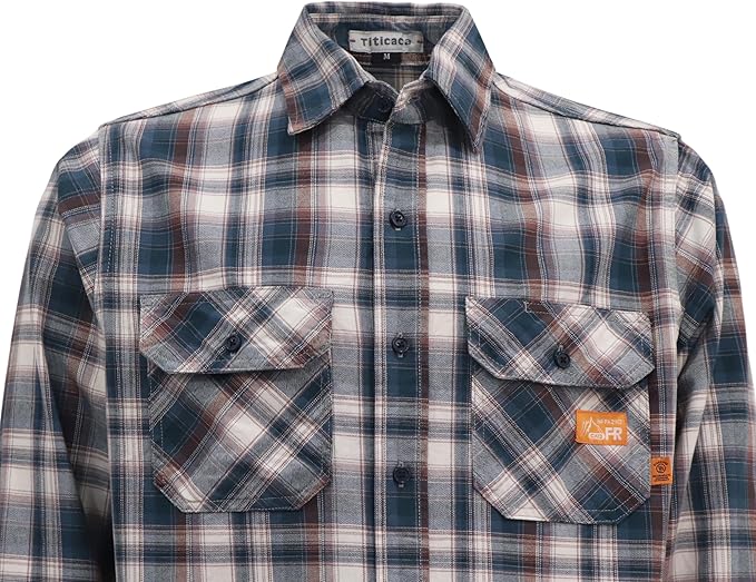 Titicaca FR Shirts for Men 6.5oz Lightweight Flame Resistant Button Down Work Shirt Fire Retardant Welding Shirt