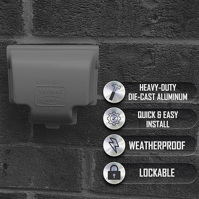 TayMac MX3300 RaynGuard Extra Duty Metal Weatherproof in-Use Cover, 1-Gang, Gray