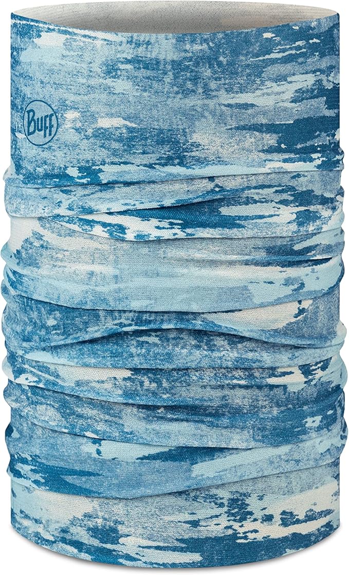 BUFF CoolNet UV Neck Gaiter, UPF 50 Sun Protection, Breathable, Versatile, Quick Dry Face Mask, Black & Blue, Adult Size