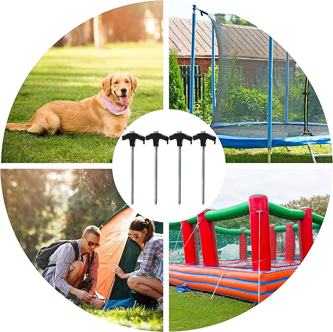 ABCCANOPY Drillable Garden Shed Stakes, Bonus Adapter, tie-Downs, Black