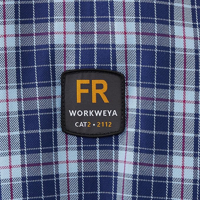WORKWEYA FR Welding Shirts 7.5oz Cotton Button Down Flame Resistant Shirt for Men