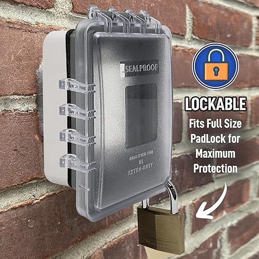 Sealproof Slim 1-Gang Weatherproof Shallow Outdoor Outlet Cover | Lockable, 18 Configurations, Low Profile, Plastic With Mounting hardware