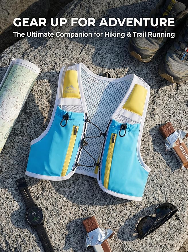 Kids Hydration Backpack with Water Bladder, USA Original Patent, Adjustable Reflective Running Vest with 8 Pockets, Lightweight Kids Hiking Backpack for Boys & Girls