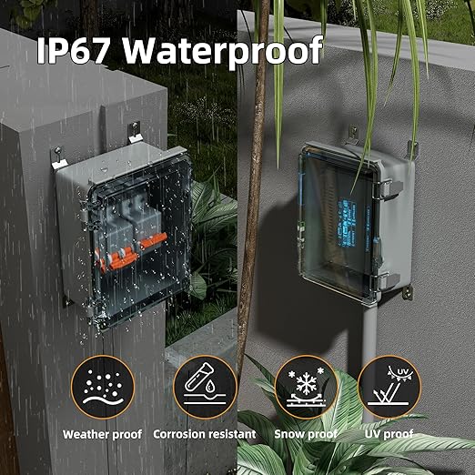 Joinfworld Outdoor WiFi Enclosure Weatherproof Locking Outdoor WiFi Box Plastic Waterproof Switch Router Enclosure Box 8.7x6.7x4.3