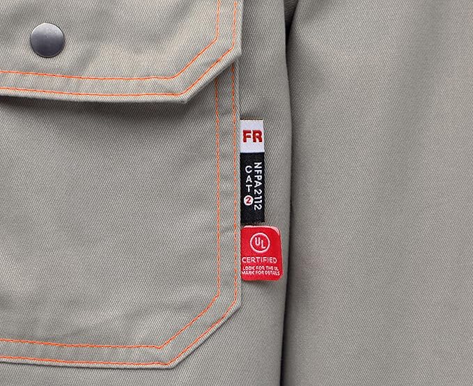 BOCOMAL FR Shirts for Men Snaps Down 7.5oz Water Repellent Fire Resistant Welding Jackets-NFPA2112 CAT2