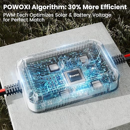 POWOXI Solar Panels Charge Controller, PWM 10A Battery Regulator for 12V Solar Battery Charger, Solar Battery Maintainer and 12 Volt Batteries Power Kit