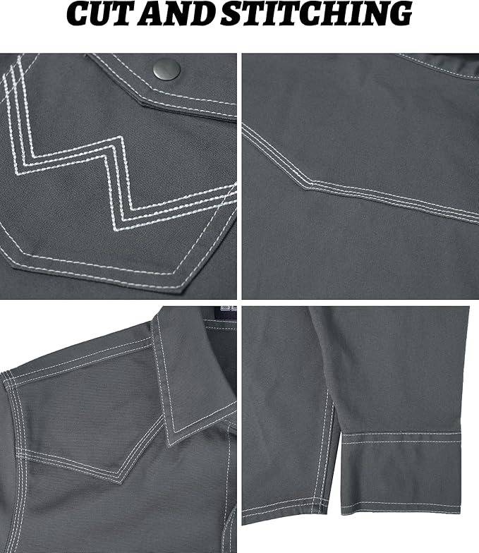BOCOMAL FR Welding Shirts Heavyweight Stretch Canvas Snaps Down Reinforced Stitching Western Style Fire Resistant Jackets