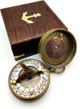 Pocket Sundial Compass, Both Side on lid Handwork.