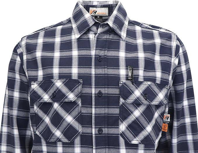 VATRENUS FR Shirts for Men 6.5oz Button Down Flame Resistant 100% Cotton Men's Pre-Washed Fire Retardant Work Shirt
