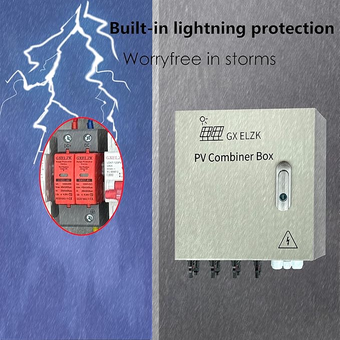 Hardcover Solar Combiner Box with 4 Strings, 80 A Circuit Breakers. This pv Combiner Box is Suitable for Off-Grid Solar Power High-Power Version