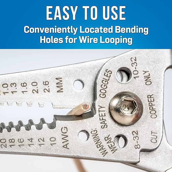 Jonard Tools WSS-1020 Stainless Steel Curved Wire Stripper, 10-20 AWG