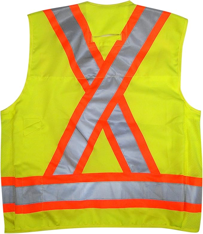 Viking Open Road Surveyor Safety Vest - Class 2 Reflective Polyester Twill with 14" Zippered Pack on Back, Plentiful Pockets