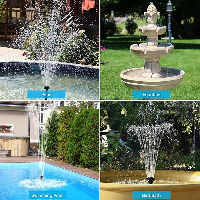 POPOSOAP Solar Water Pump 12W, Solar Water Fountain Pump with 160GPH Submersible Pond Pump Adjustable Flow for Solar Fountain, Pond, Fish Tank, Garden, Pool, Water Features