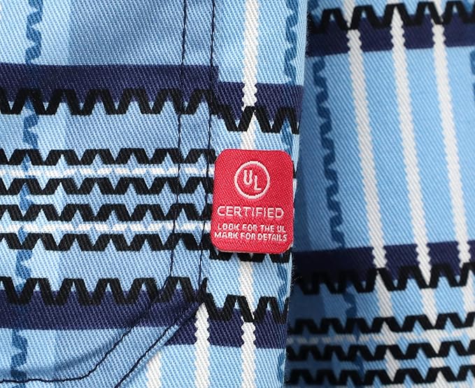 BOCOMAL FR Shirts for Men Printed Plaid Flame Resistant Clothing 6.5oz Cotton Button Up Welding Shirts NFPA2112 CAT2