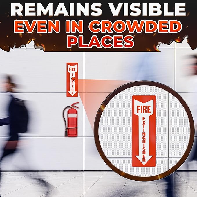 12 Pack Fire Extinguisher Stickers – 4x11.8 Inch Vinyl Signs | Waterproof & Fade-Resistant Safety Decals for Indoors & Outdoors | Easy to Apply on Walls & Doors, for Cabinets, Offices & Commercial Use