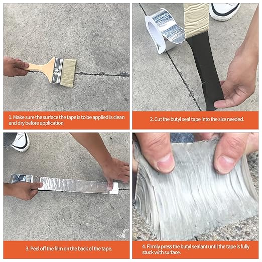 ADHES Butyl Tape Waterproof Tape Aluminum Foil Tape Sealant Tape 4in x 16ft for RV Repair, Window, Boat and Pipe Sealing, Glass & EDPM Rubber Roof Patching, 12ROLLS(Model:RAY100-2,Glue Color:Grey)