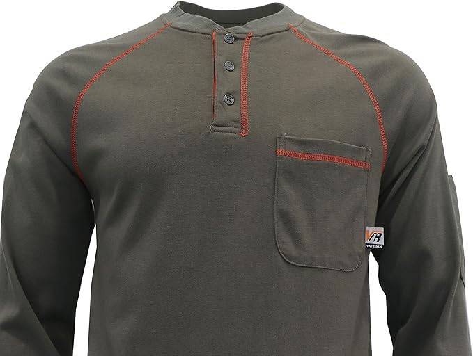 VATRENUS FR Shirts Henley 5.5oz 100% Cotton Flame Resistant Long Sleeve T-Shirts
