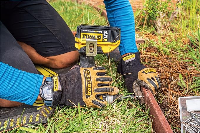 Ironclad Ranchworx Work Gloves RWG2, Premier Leather Work Glove, Performance Fit, Durable, Machine Washable, (1 Pair), RWG2-06-XXL,Black/Tan