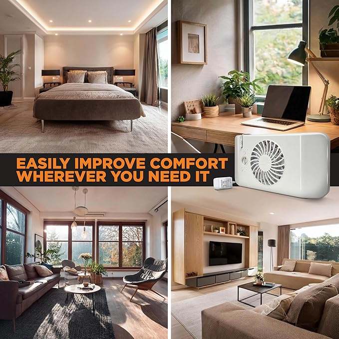 Suncourt Equalizer EZ8 Floor Register Booster Fan — Ultra-Quiet, 8-Speed Fan with Smart Technology and 6-Foot Power Cord, HC600 (White)