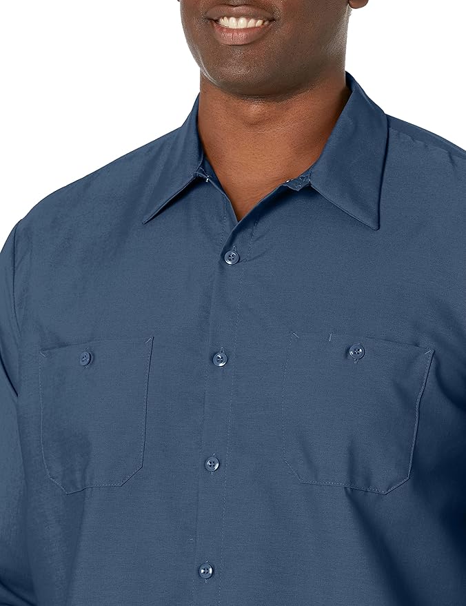 Red Kap Men's Long Sleeve Industrial Work Shirt | Moisture Wicking Button Up, Wrinkle Resistance Fights Fading & Stains
