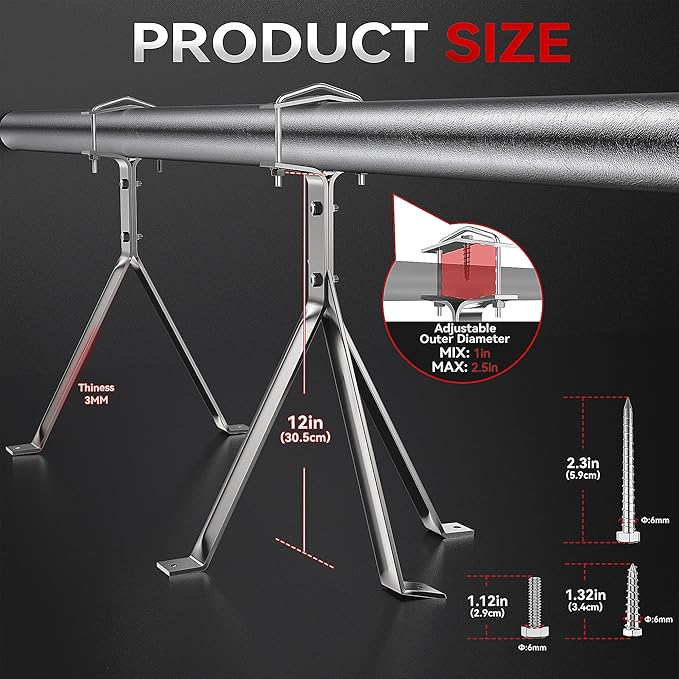 12'' Adjustable Antenna Mast Wall Mount Bracket, 2 Pcs Antenna Stand Off Bracket, Heavy Duty TV Antenna Mounting Brackets, Antenna Wall Mount 12 Inch, Wall Mount Mast Clam｜Tripod Bracket & Y-Brackets