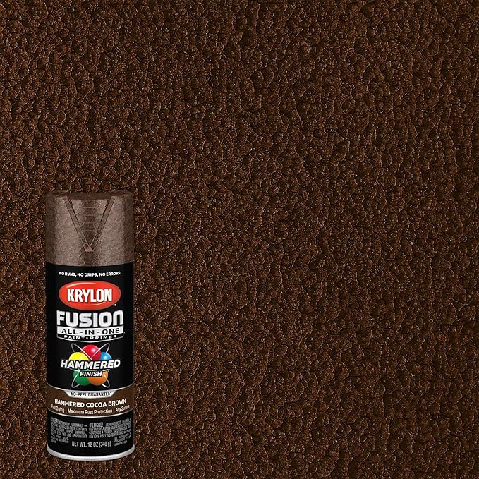 Krylon Fusion All-In-One Adhesive Hammered Finish Spray Paint for Indoor/Outdoor Use, 12 oz, Cocoa Brown