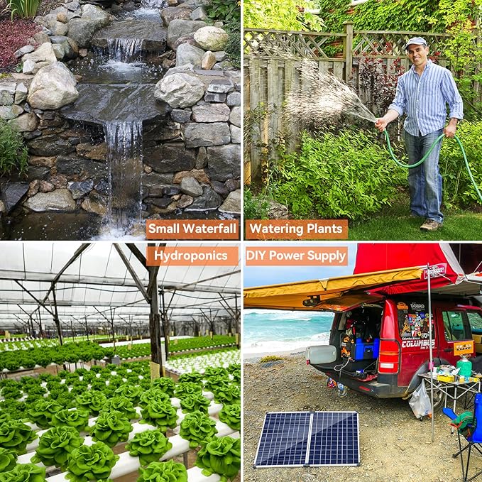 POPOSOAP Solar Fountain Pump 35 Watt, 480GPH Solar Water Pond Pump with PVC Tubing 4 Spray Heads 16.5ft Cable Length for Garden Pond Fountain Waterfall Hydroponics Pool