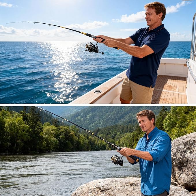 Collapsible Fishing Rod and Reel Combo, BalanZze Telescopic Fishing Rod with Spinning Reel, Portable Collapsible Fishing Pole Kit for Saltwater and Freshwater – Ideal Fishing Gift