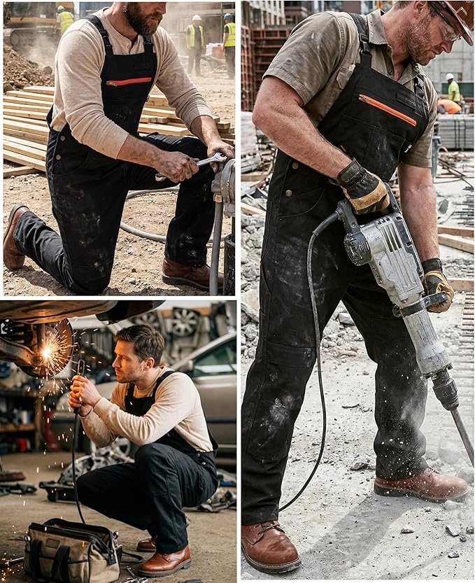 BOCOMAL Men's FR Bib Overall Duck Canvas Fire Resistant/Flame Resistant Workwear Relaxed Fit Unlined