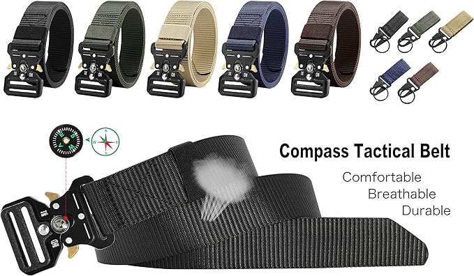 DOOPAI Tactical Belt for Men, 3Pack Military Nylon Web with Heavy Duty Quick Release Metal Buckle