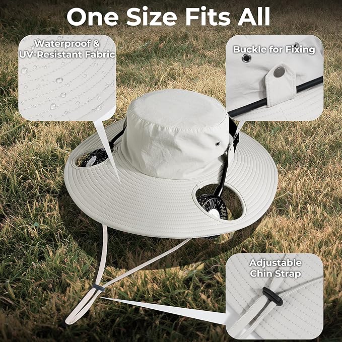 AMACOOL Bucket Hat Fan, Gifts for Him Father Dad Husband, Fishing Essentials for Men Women Camping Hiking Beach Gardening