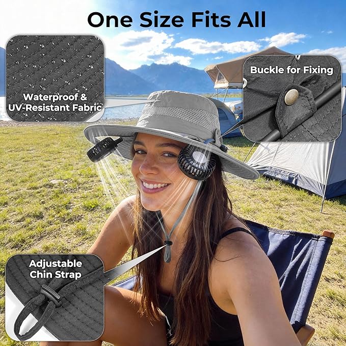 AMACOOL Bucket Hat Fan Pro, Gifts for Father Dad Husband, Fishing Essentials for Men Women, Camping Hiking Beach Gardening