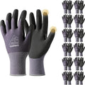 toolant 6/12 Pairs MicroFoam Nitrile Coated Safety Work Gloves, Breathable Nylon Working Gloves Men with Grip,Touchsreen