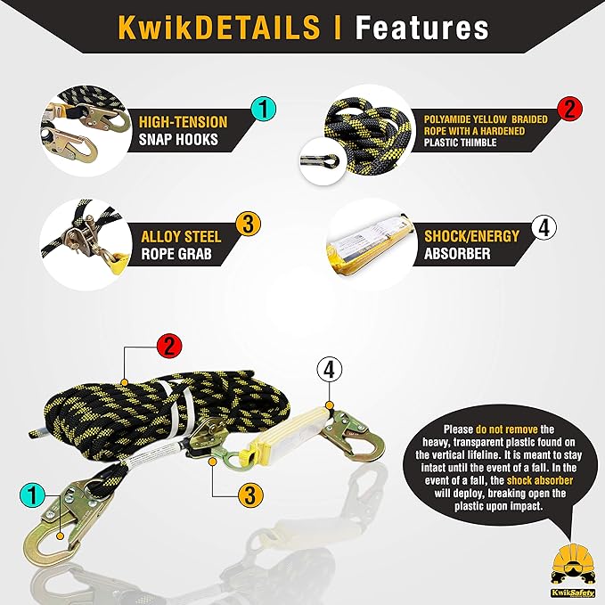 KwikSafety - Charlotte, NC - TORNADO Fall Protection Safety Harness [Full Body Single D-Ring] Construction ANSI Tested OSHA