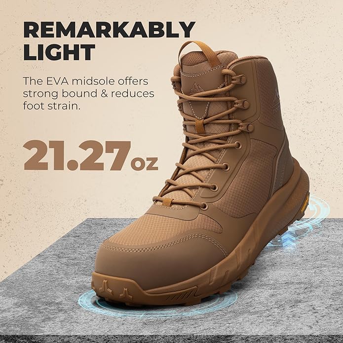 NORTIV 8 Men's Composite Toe Work Boots – 8'' Lightweight ASTM F2412-24 & ASTM F2913-24 Safety Boots with Side Zipper for Construction & Warehouse, Metrostrike-Nano