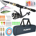 PLUSINNO Fishing Rod and Reel Combo,Fishing Pole,Telescopic Fishing Rod Kit with Spinning Reel, Telescopic Fishing Pole with Carrier Bag for Freshwater Saltwater for Men Women