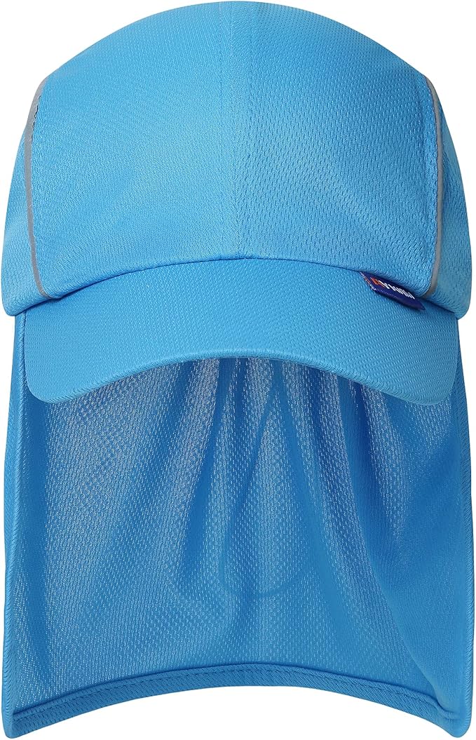 A-SAFETY Mens UV Sun Protection work Cap Safari Hike Cap with Reflective Neck Flap Fishing Orang Yellow Hat