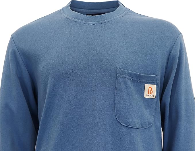 BOCOMAL FR Shirts Crewneck 7oz Midweight Flame Resistant Clothing NFPA2112 CAT2 Men's Fire Retardant Work Shirt