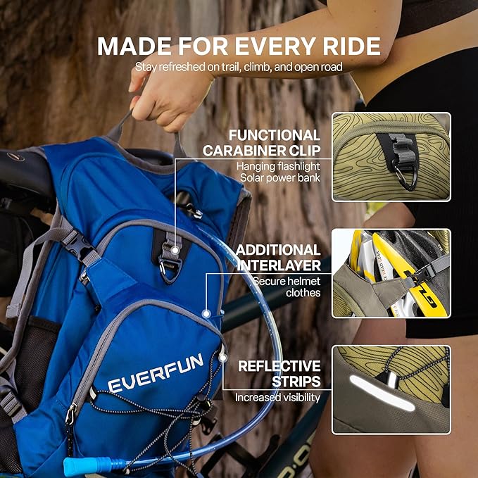Everfun Hydration Backpack 18L with Water Bladder 2L/3L Hiking Water Backpack Women Men Hydration Pack Insulated Lightweight Day Hydropack with Storage for Hiking, Biking, Running, Festival