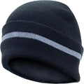 JORESTECH Safety Beanie Unisex Knit Cap Black with Reflective Stripe or Reflective Stitching High Visibility