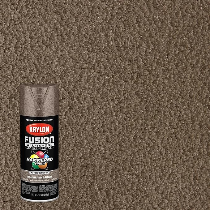 Krylon Fusion All-In-One Adhesive Hammered Finish Spray Paint for Indoor/Outdoor Use, 12 oz, Brown