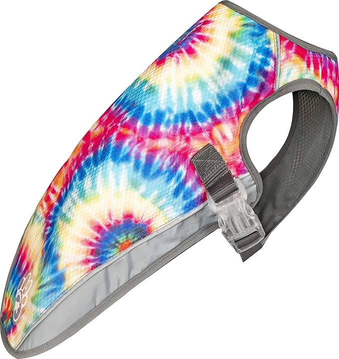 Canada Pooch Dog Cooling Vest - Evaporative Cooling Vest for Dogs with Breathable Mesh Material & Reflective Lining, Adjustable Dog Cooling Vest Great for Dogs 10 (9-11" Back Length), Tie Dye