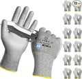 Schwer 12 Pairs ANSI A5 Cut Resistant Work Gloves, Cut Proof Gloves with PU Coating, Used for Metal Fabrication, WoodWorking, Construction, Non Slip, Durable, S, CR3088