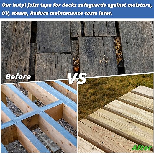 10 Rolls Joist Tape Decks Bulk Flashing Tape for decking 2 Inch x 50' Weatherproof Butyl Sealant Deck Tape Joist-Beam Joist Tape for Wood Joists Decks Roof