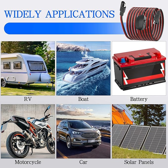 XMSJSIY SAE Extension Cable with ON/Off Switch 14AWG Solar Power Cable Wire Harness Quick Connect Wire 12V-24V SAE Connector for Solar Panel RV Motorcycle Camp Trailer - 2.5M/8.2FT